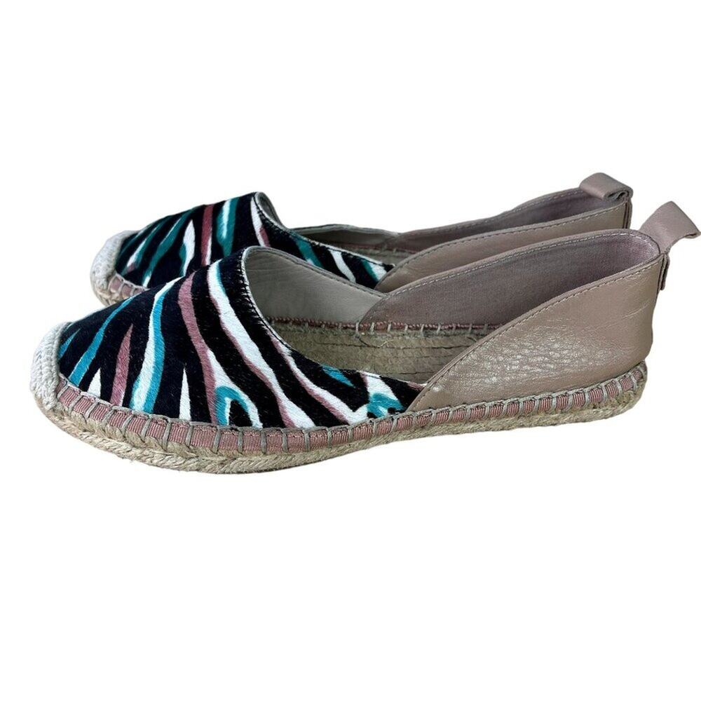 FRENCH CONNECTION Umara Zebra Print Calf Hair Closed Toe Espadrille Flat Women's - Picture 4 of 12